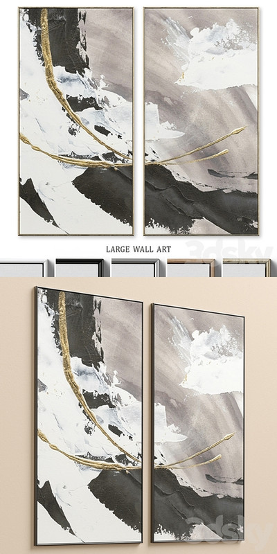 Large Glam Accent Textural Abstract Wall Art C-496